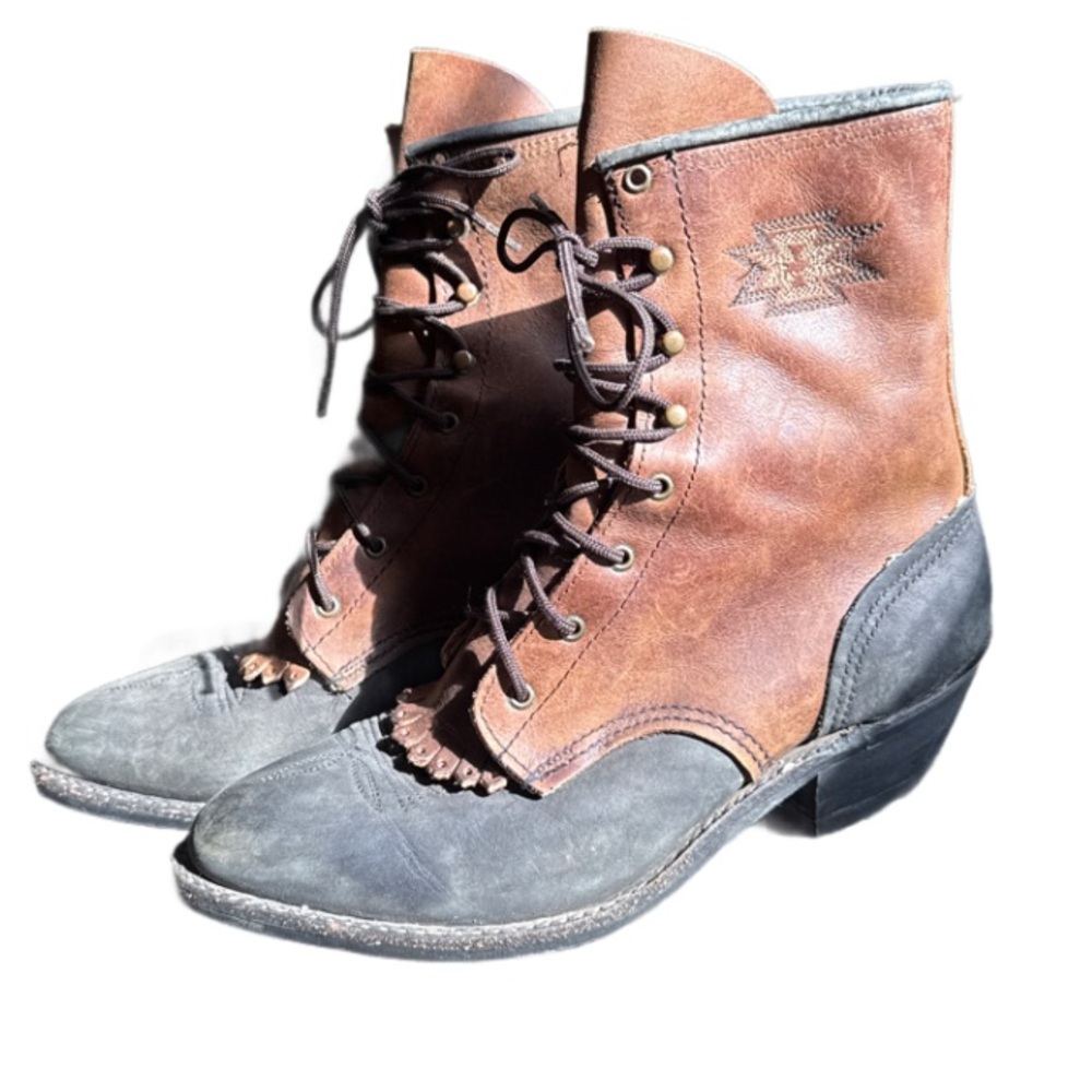 VINTAGE Abilene Boots Womens 7M Brown Western Packer Kiltie Leather
Roper